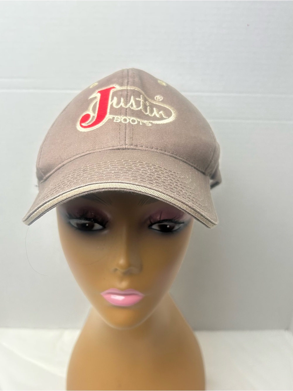 Justin Boots Brown Embroidered Adjustable Strap Back Hat